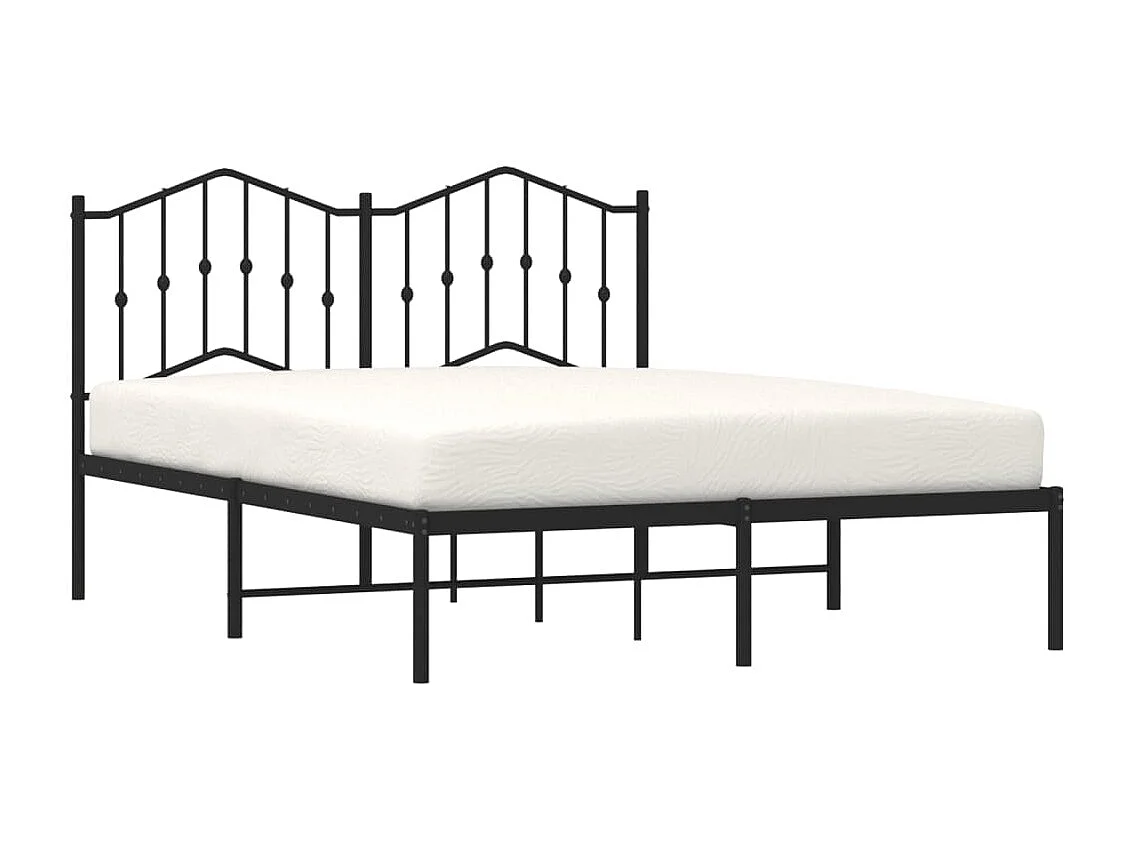 Lit double | Lit adulte | Cadre de lit métal avec tête de lit noir 140x200cm