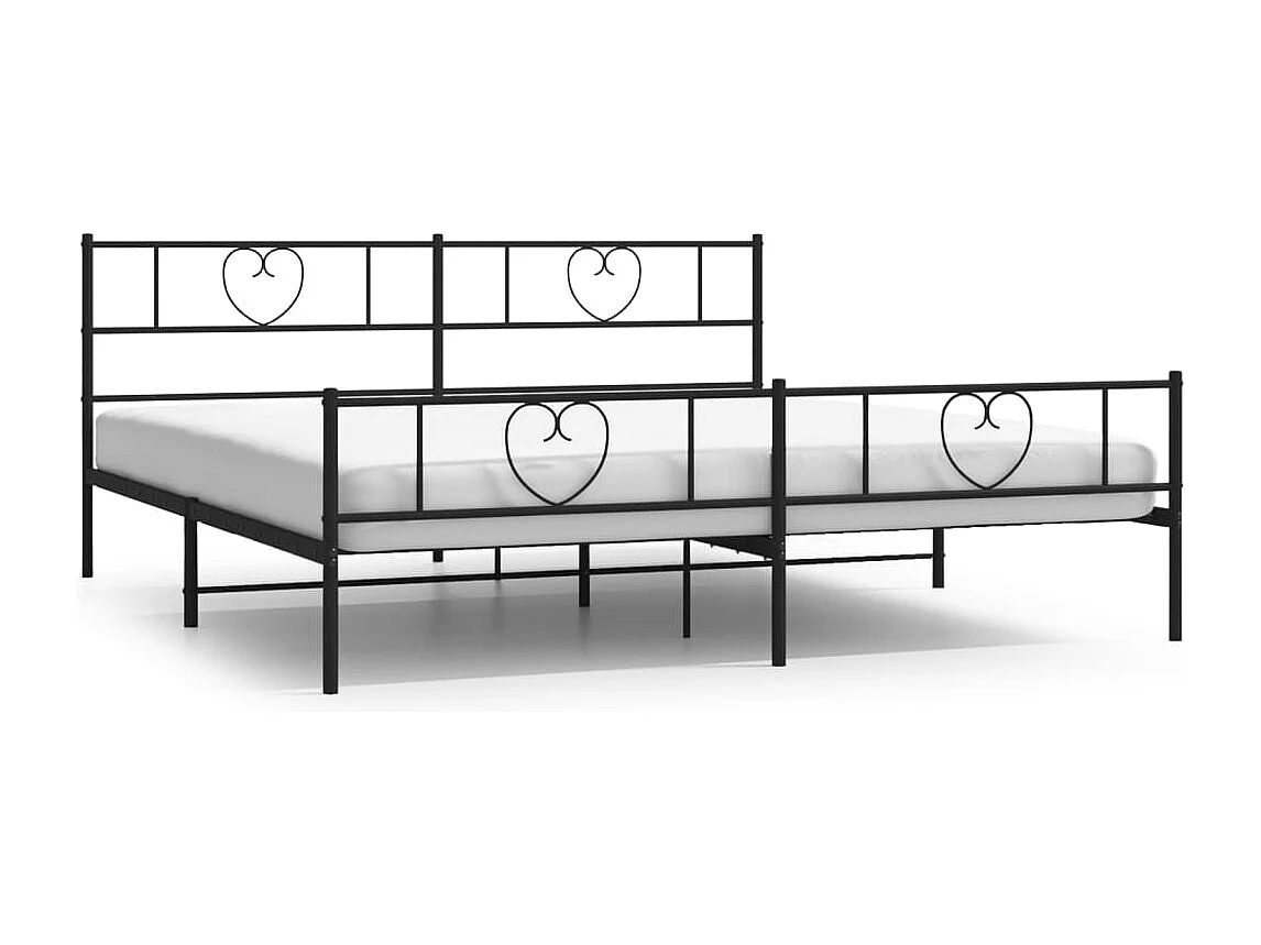 Lit double | Lit adulte | Cadre de lit métal avec pied de lit noir 180x200cm