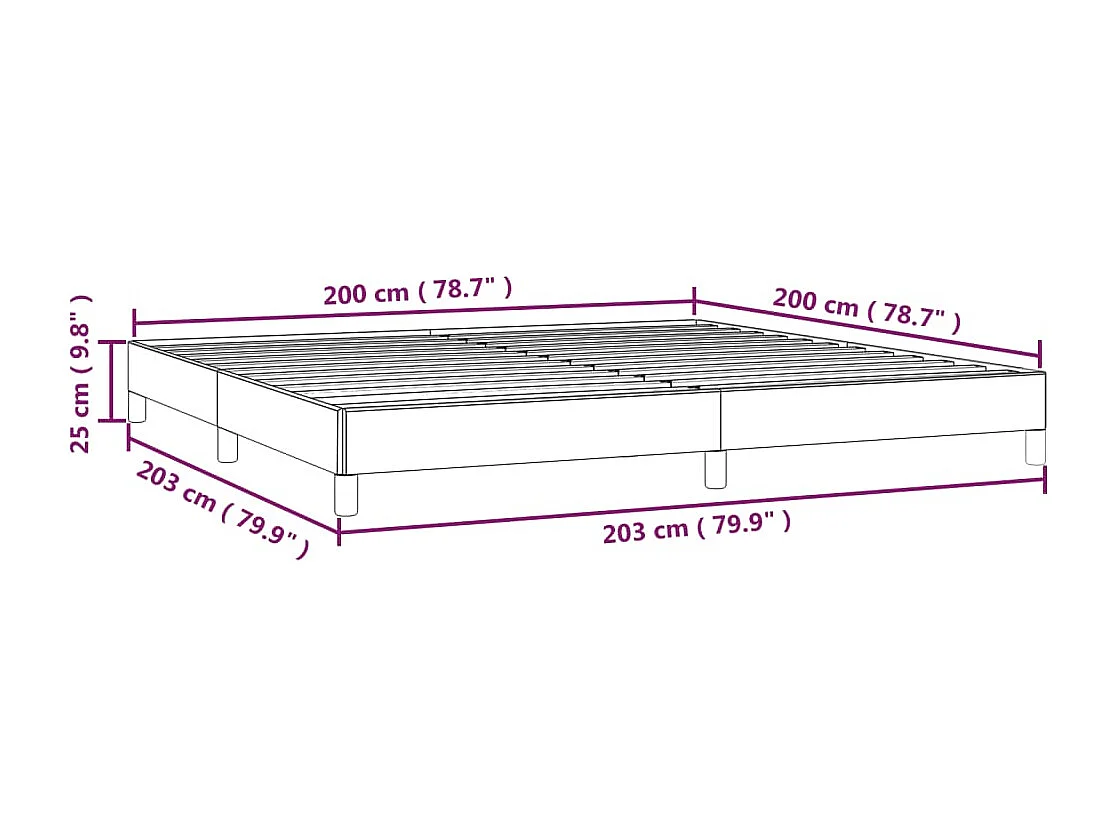 Lit double | Lit adulte | Cadre de lit gris clair 200x200 cm tissu