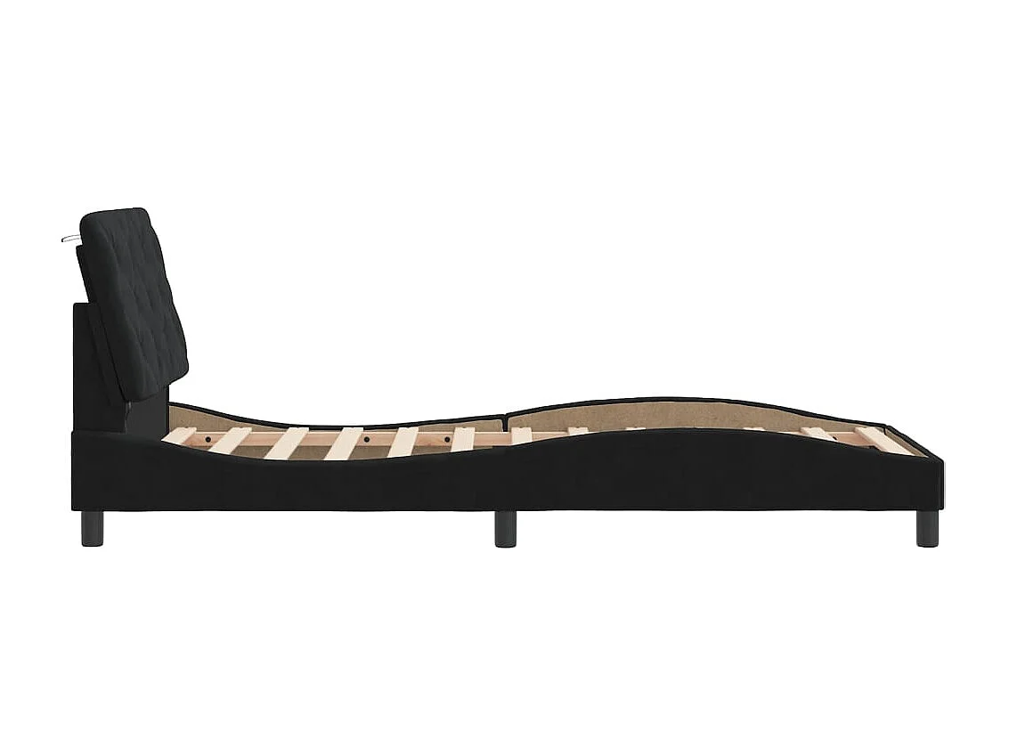 Lit simple | Lit adulte, enfant | Cadre de lit avec LED noir 90x200 cm velours