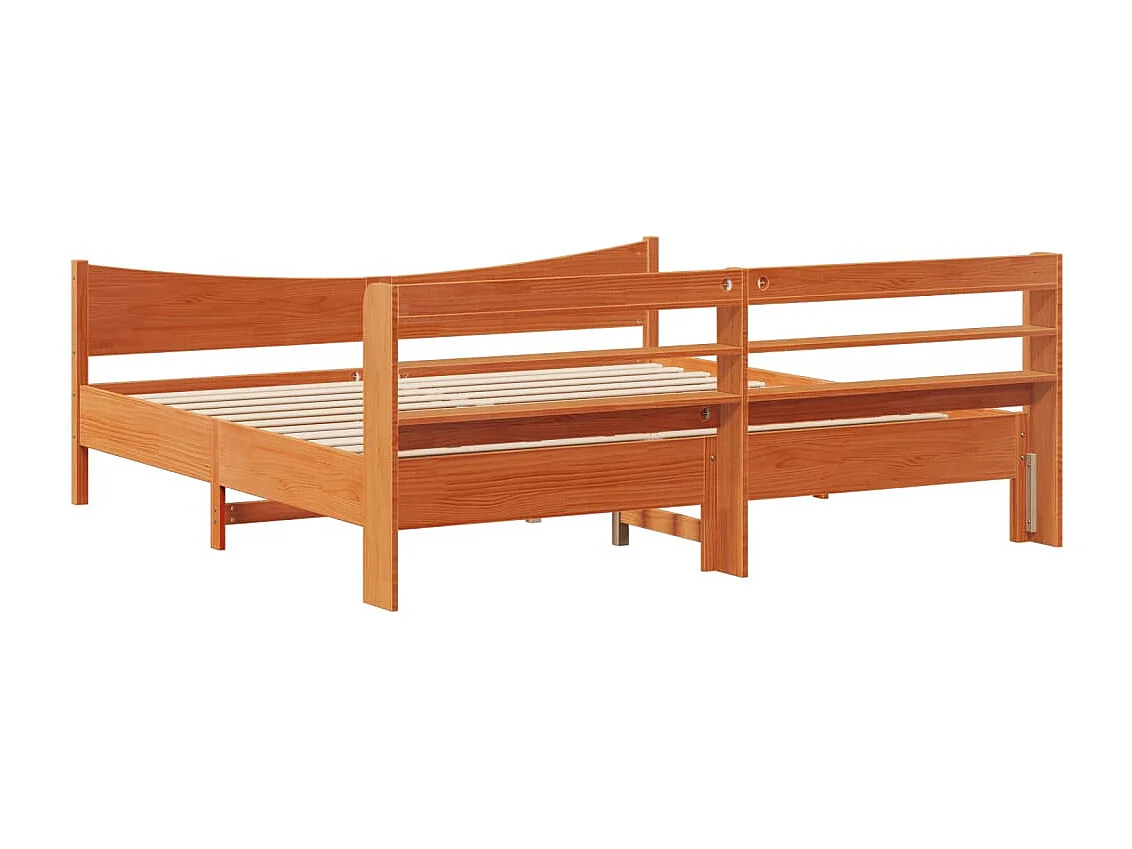 Lit double | Lit adulte | Cadre de lit et tête de lit cire marron 200x200 cm bois de pin