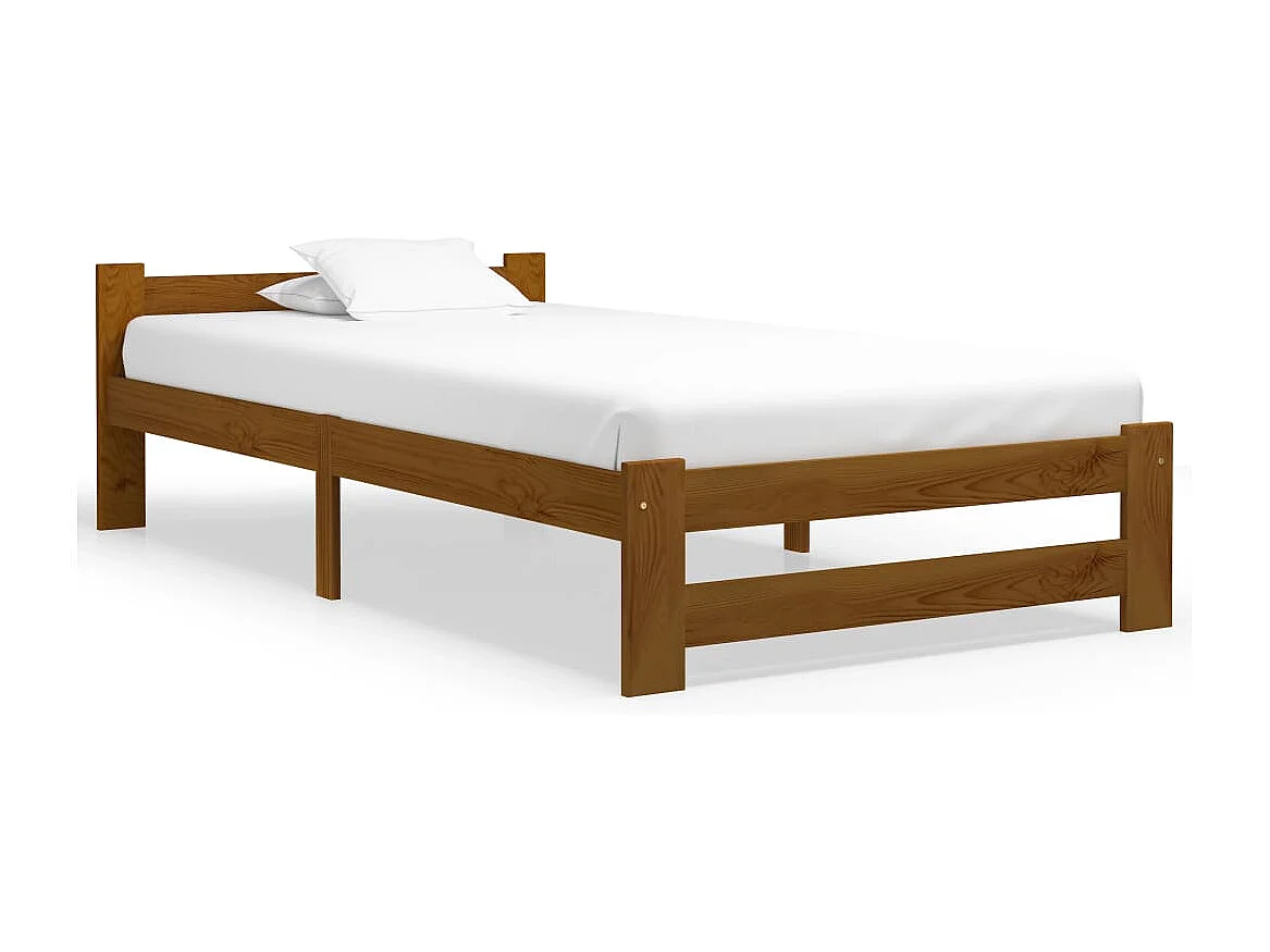 Lit simple | Lit adulte, enfant | Cadre de lit Marron miel Bois pin massif 90x200 cm