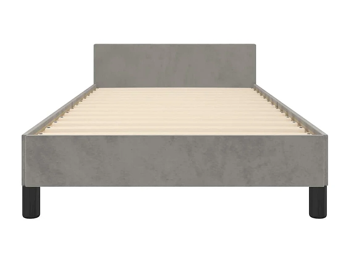 Lit simple | Lit adulte, enfant | Cadre de lit gris clair 100x200 cm velours