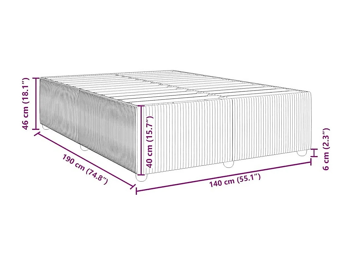 Lit double | Lit adulte | Cadre de lit marron foncé 140x190 cm tissu