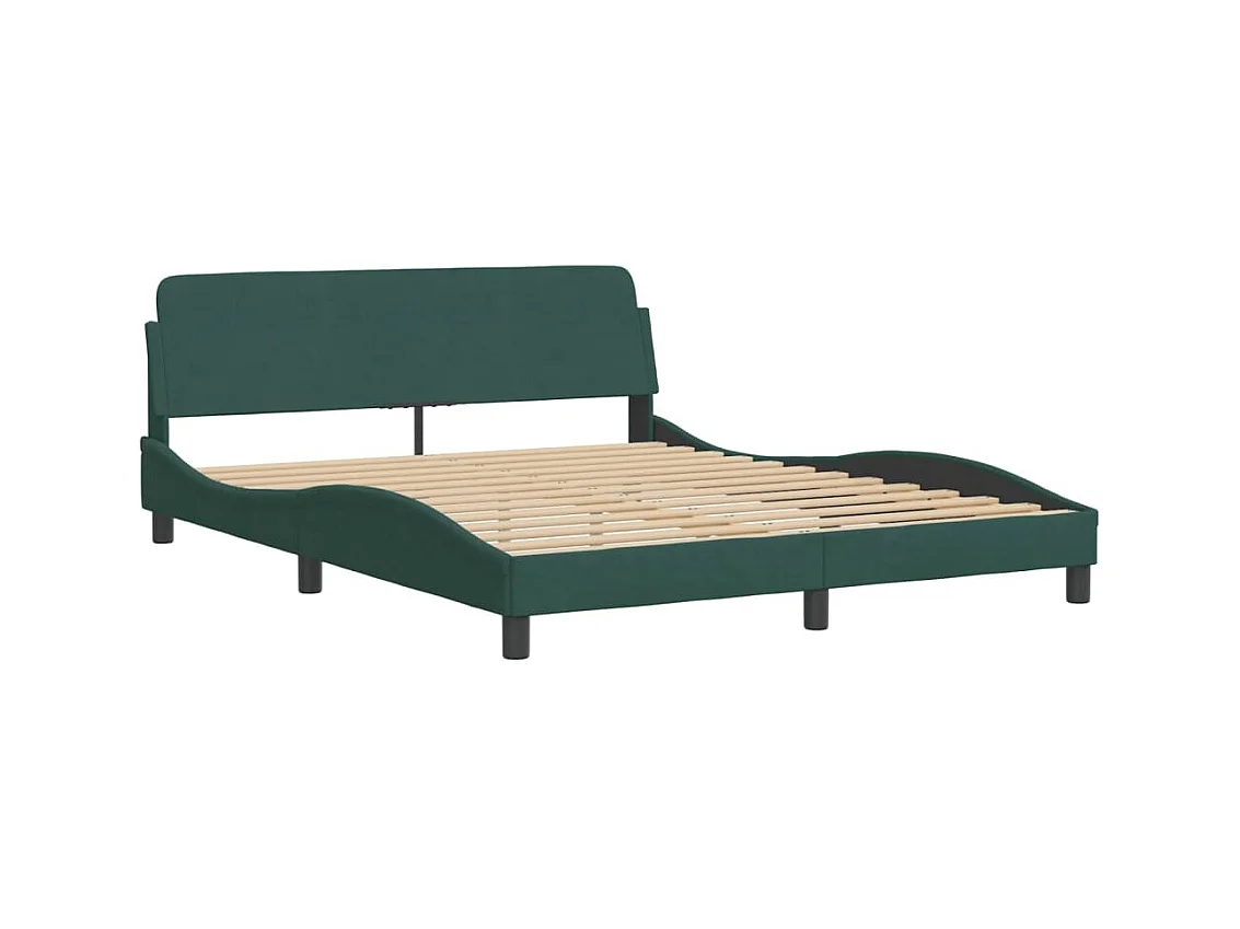 Lit double | Lit adulte | Cadre de lit avec lumières LED vert foncé 160x200 cm velours
