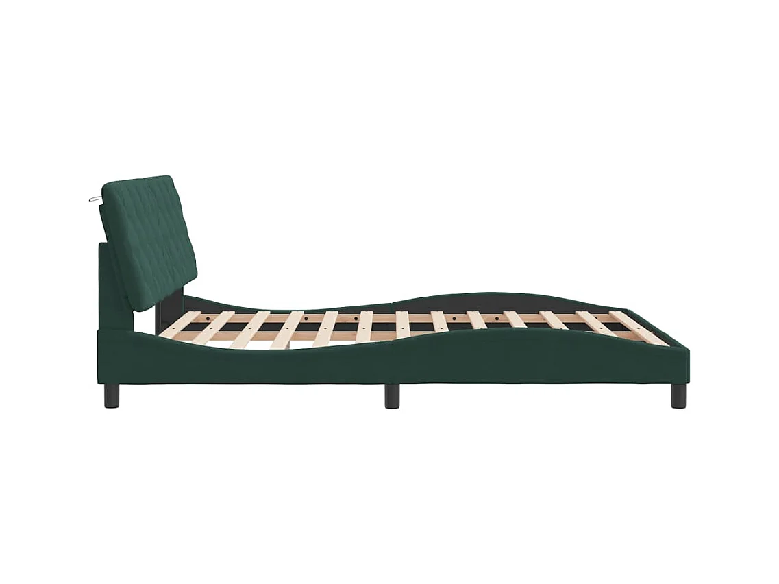 Lit double | Lit adulte | Cadre de lit avec lumières LED vert foncé 160x200 cm velours