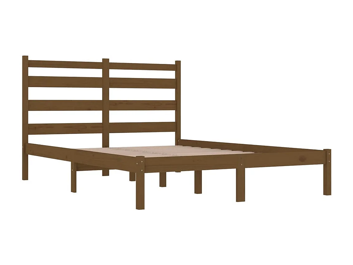 Lit double | Lit adulte | Cadre de lit marron miel bois massif 200x200 cm