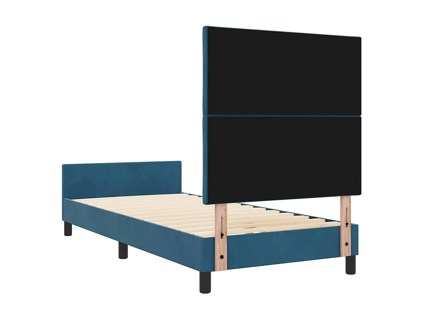 Lit simple | Lit adulte, enfant | Cadre de lit avec tête de lit Bleu foncé 100x200 cm Velours