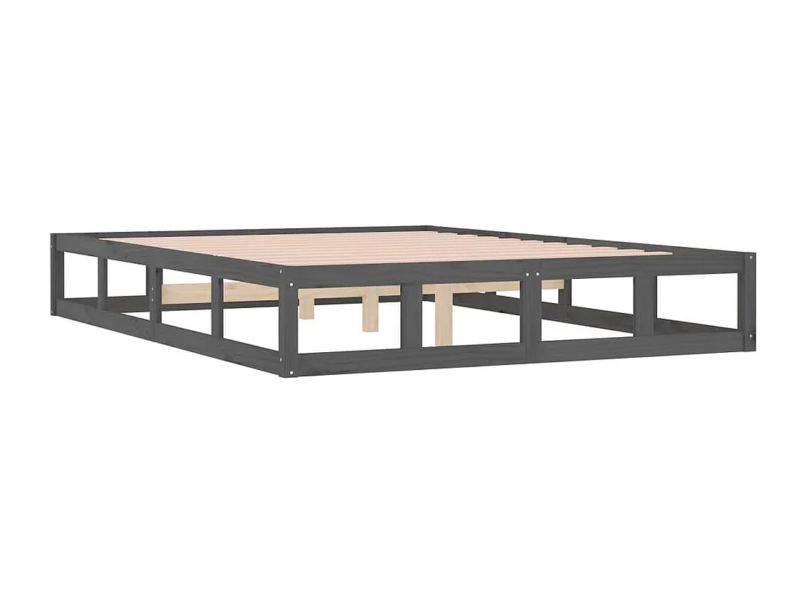 Lit double | Lit adulte | Cadre de lit gris 150x200 cm bois massif