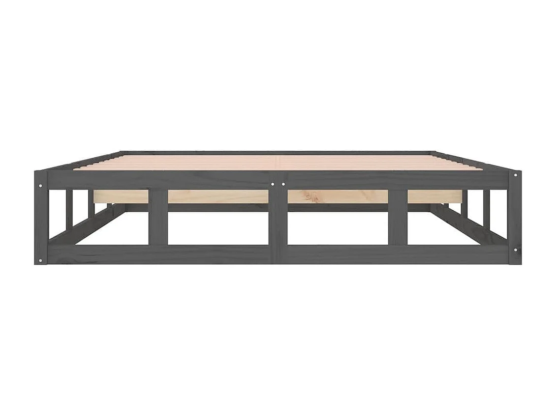 Lit double | Lit adulte | Cadre de lit gris 150x200 cm bois massif