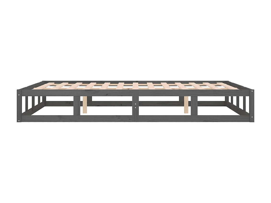 Lit double | Lit adulte | Cadre de lit gris 150x200 cm bois massif