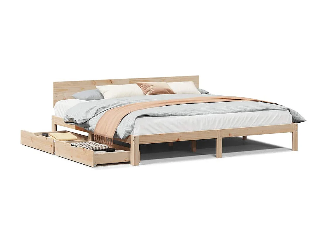 Lit double | Lit adulte | Cadre de lit avec tiroirs 200x200 cm