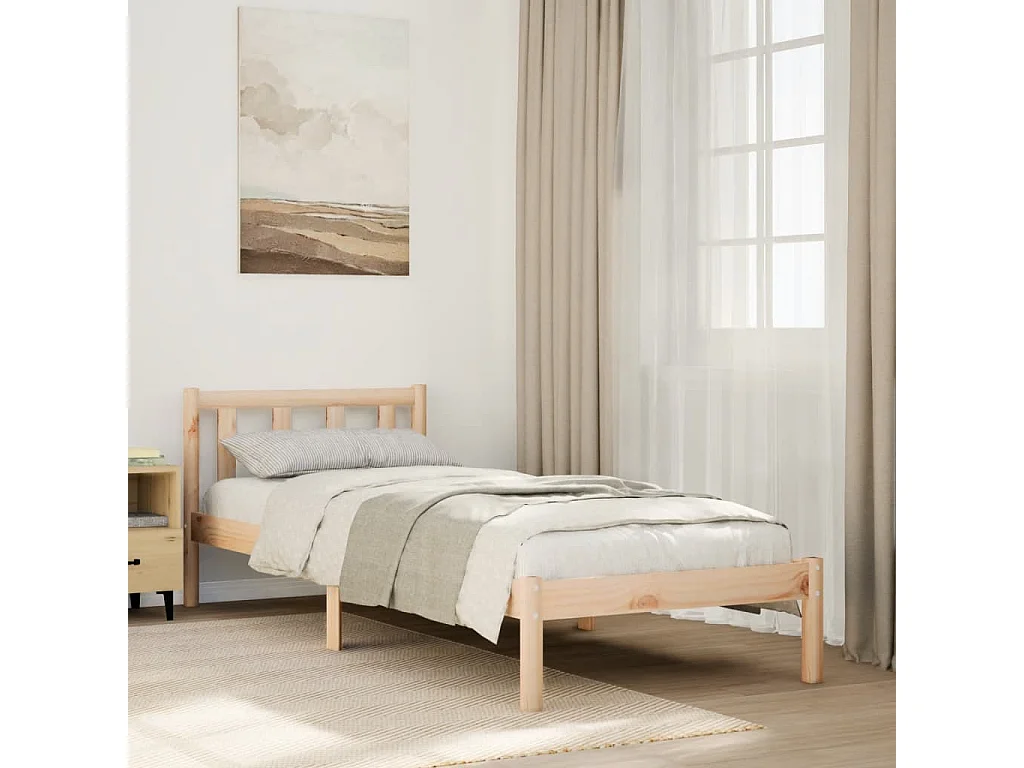 Lit simple | Lit adulte, enfant | Cadre de lit extra long 100x210 cm bois massif pin