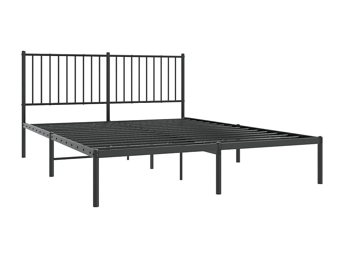 Lit double | Lit adulte | Cadre de lit métal et tête de lit noir 160x200 cm