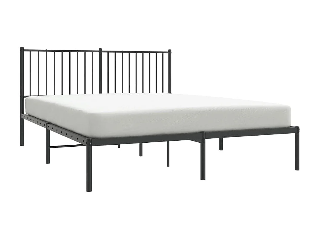 Lit double | Lit adulte | Cadre de lit métal et tête de lit noir 160x200 cm