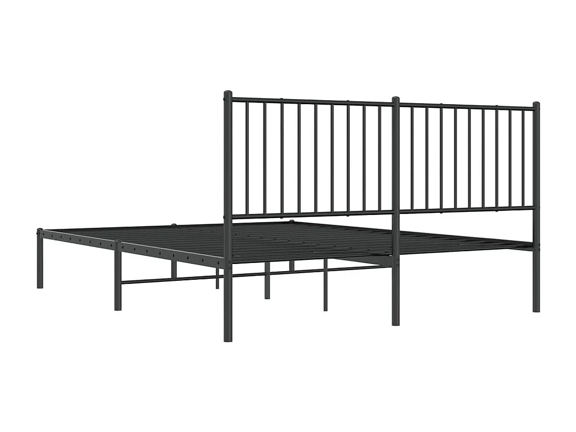 Lit double | Lit adulte | Cadre de lit métal et tête de lit noir 160x200 cm