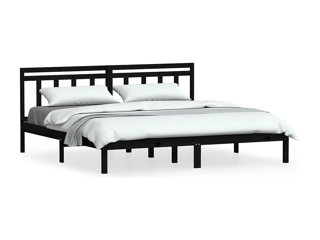 Lit double | Lit adulte | Cadre de lit noir bois massif 200x200 cm