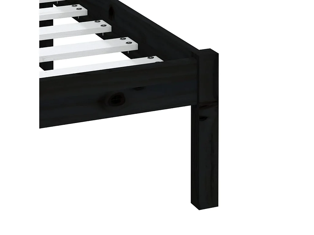 Lit double | Lit adulte | Cadre de lit noir bois massif 200x200 cm