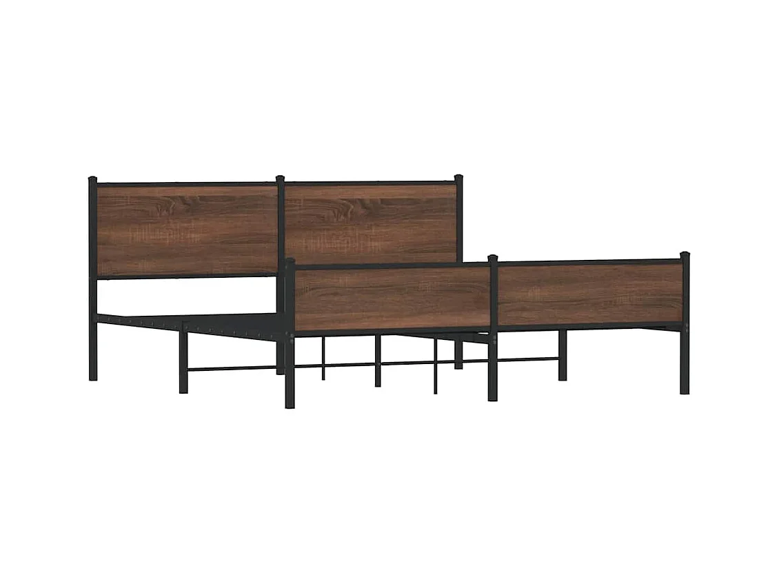 Letto per adulti | Letto matrimoniale | Giroletto senza Materaso in Metallo Rovere Marrone 180x200 cm