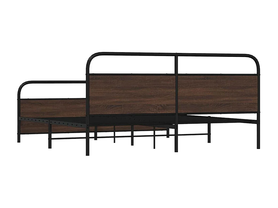 Letto per adulti | Letto matrimoniale | Giroletto senza Materaso in Metallo Rovere Marrone 183x213 cm