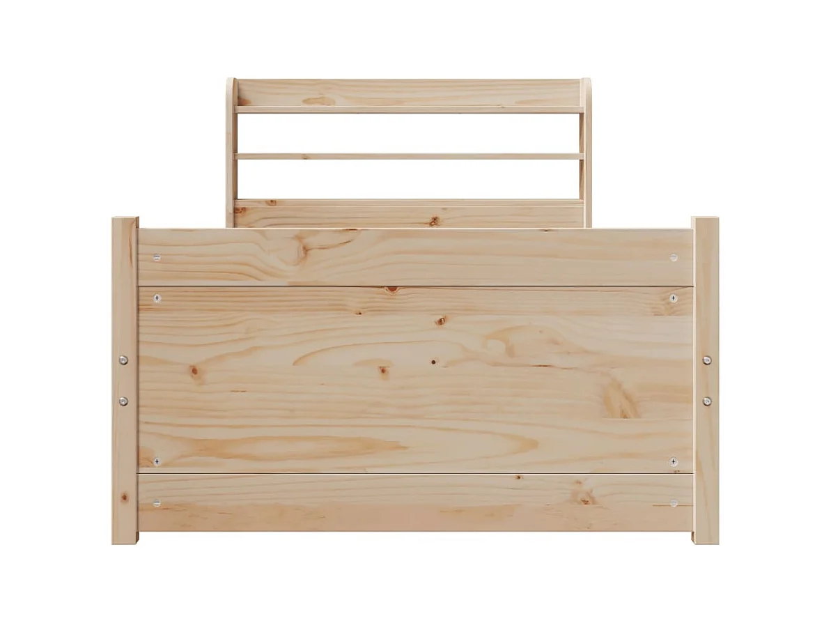 Letto per adulti | Letto singolo | Giroletto con Testiera 100x200 cm Legno Massello di Pino