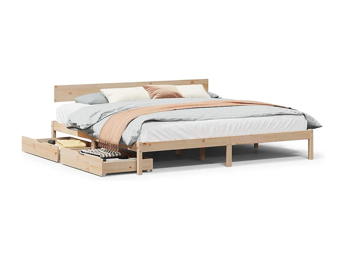 Lit double | Lit adulte | Cadre de lit 200x200 cm bois massif de pin