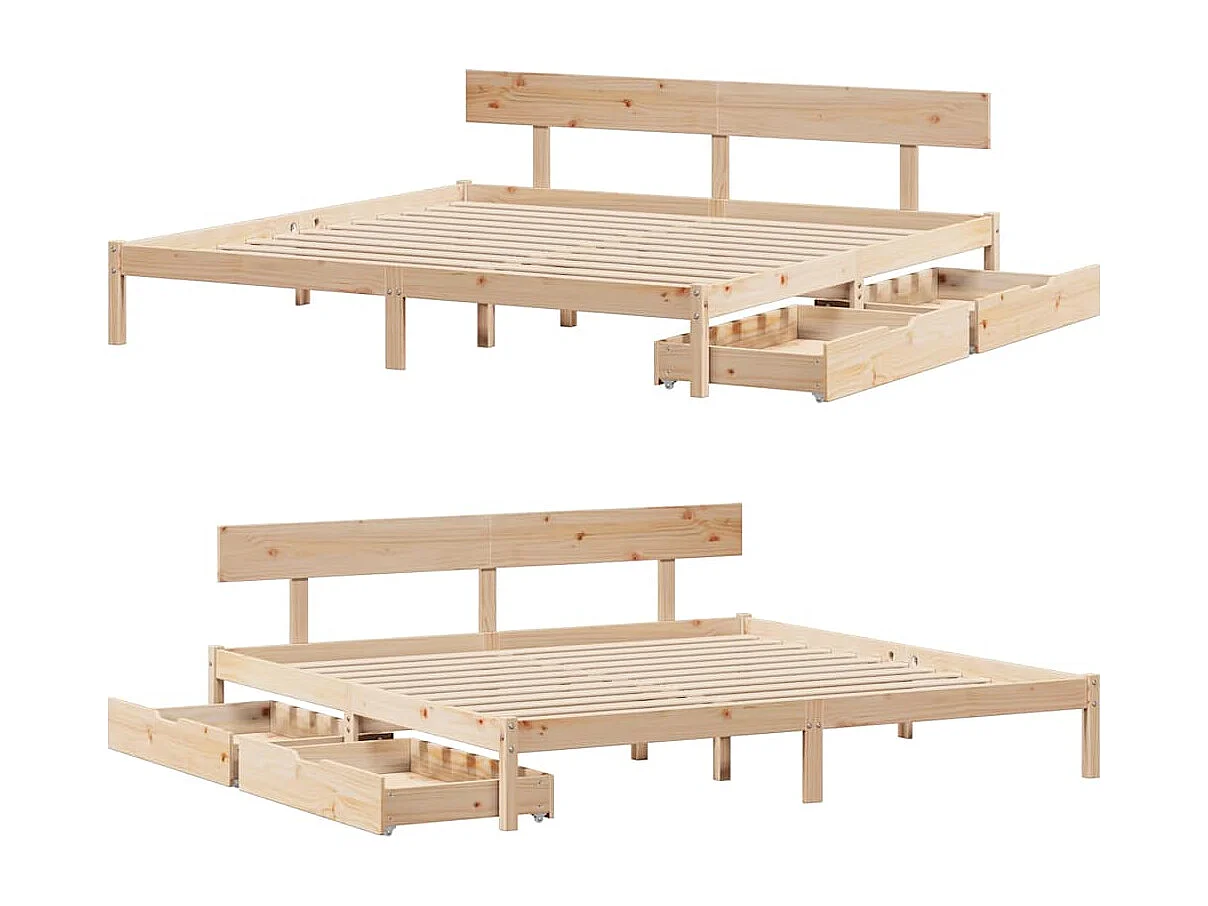 Lit double | Lit adulte | Cadre de lit 200x200 cm bois massif de pin