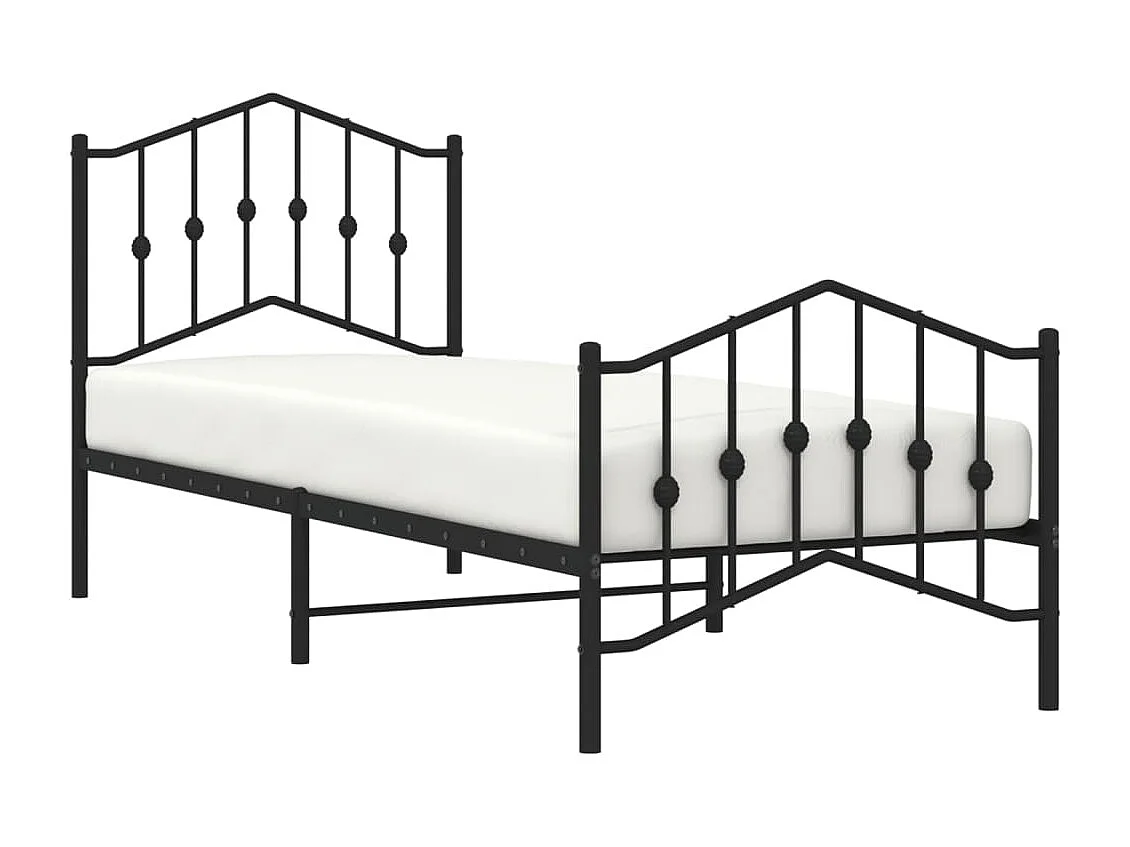 Lit simple | Lit adulte, enfant | Cadre de lit métal avec pied de lit noir 80x200 cm