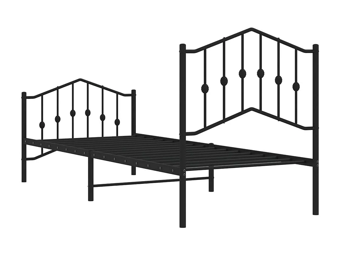 Lit simple | Lit adulte, enfant | Cadre de lit métal avec pied de lit noir 80x200 cm