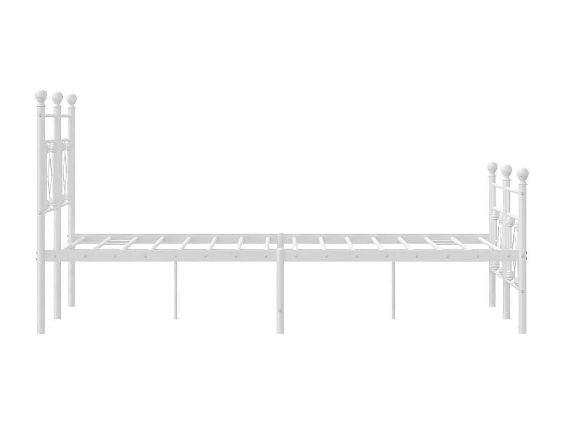 Lit double | Lit adulte | Cadre de lit métal et pied de lit blanc 135x190 cm