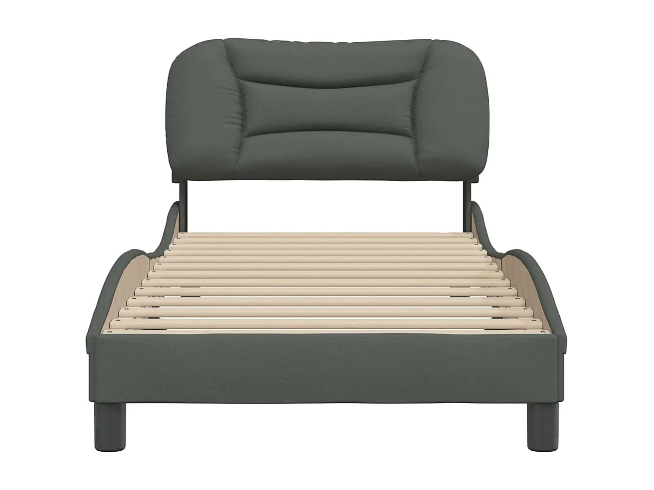 Lit simple | Lit adulte, enfant | Cadre de lit gris foncé 90x200 cm tissu