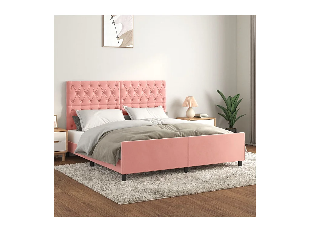 Lit double | Lit adulte | Cadre de lit rose 160x200 cm velours