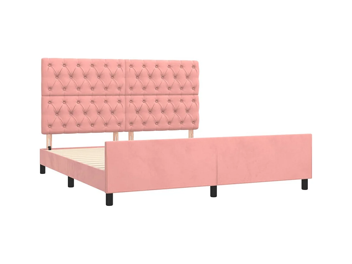 Lit double | Lit adulte | Cadre de lit rose 160x200 cm velours
