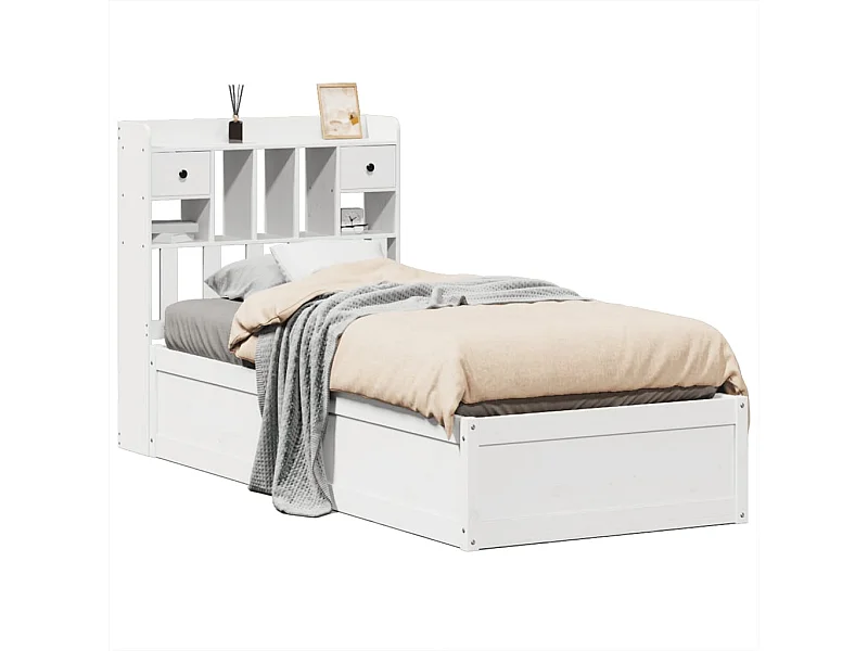 Lit simple | Lit adulte, enfant | Cadre de lit blanc 75x190 cm bois de pin massif