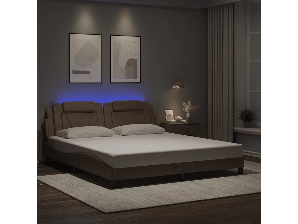 Lit double | Lit adulte | Cadre de lit avec LED cappuccino 180x200 cm