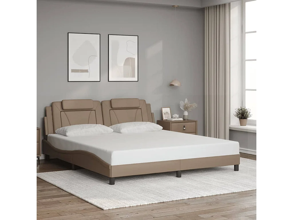 Lit double | Lit adulte | Cadre de lit avec LED cappuccino 180x200 cm