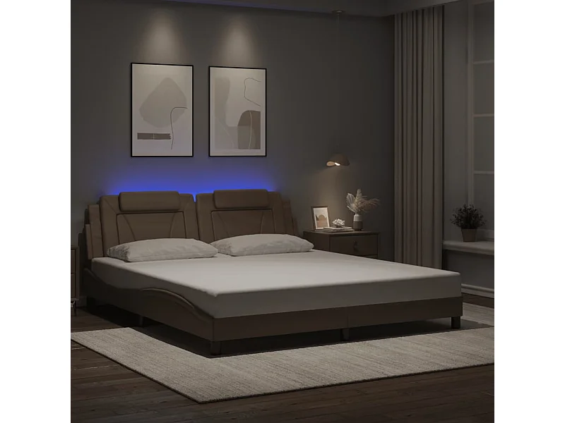 Lit double | Lit adulte | Cadre de lit avec LED cappuccino 180x200 cm