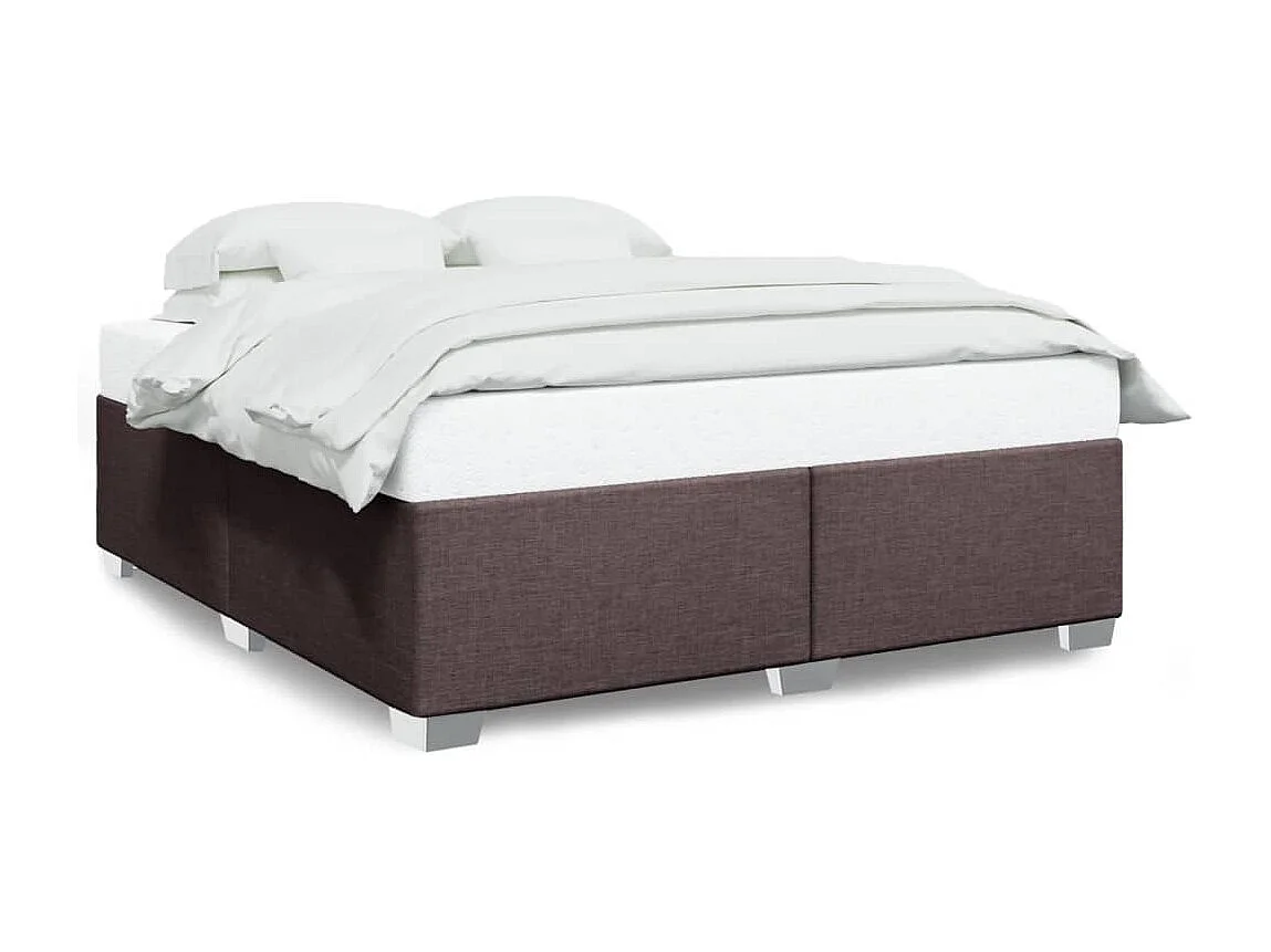 Lit double | Lit adulte | Cadre de lit marron foncé 200x200 cm tissu