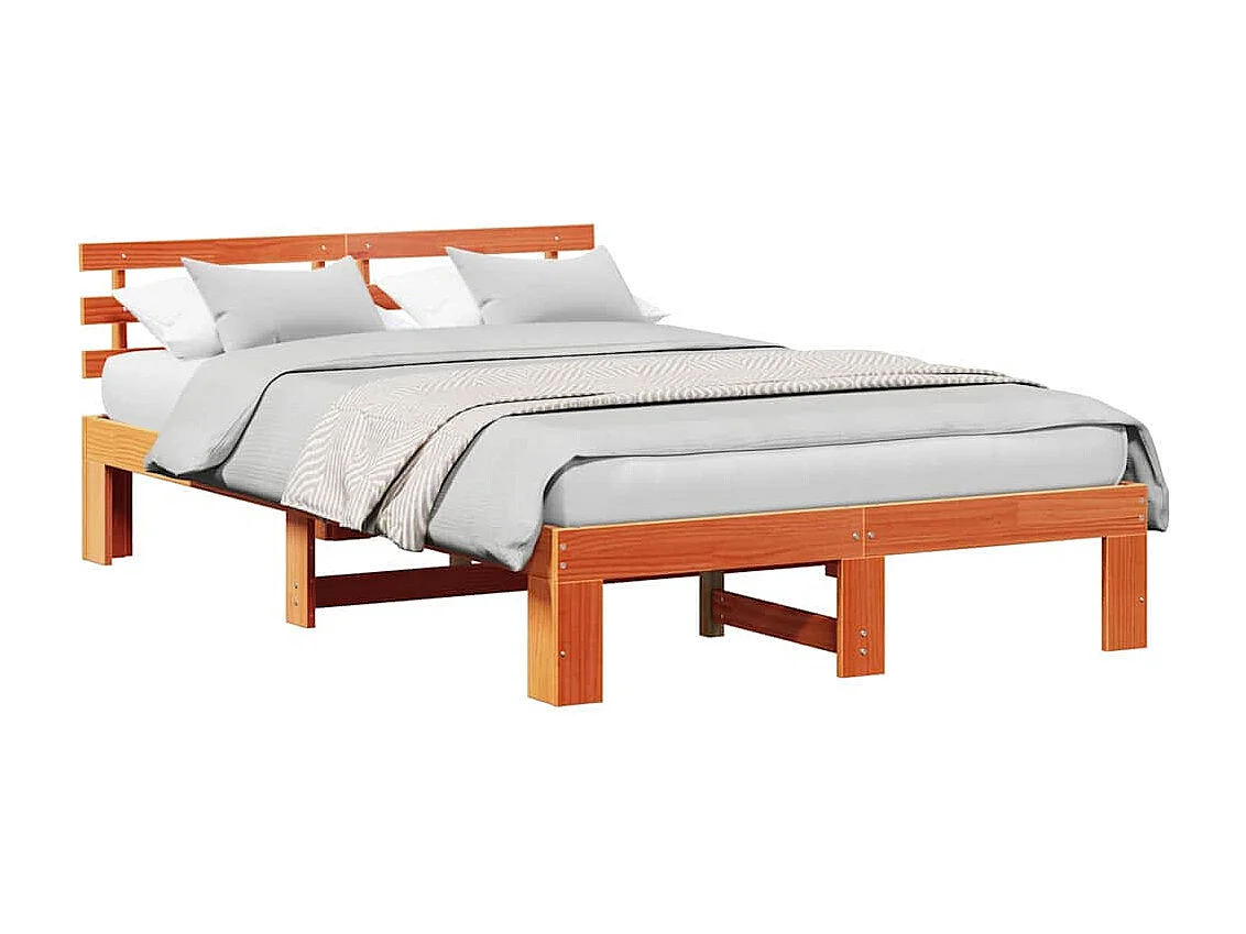 Lit double | Lit adulte | Cadre de lit Marron 135x190 cm Bois de pin massif