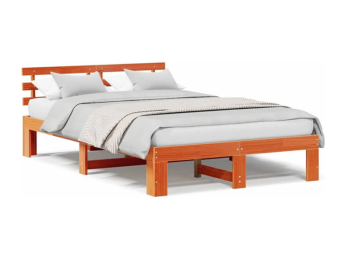 Lit double | Lit adulte | Cadre de lit Marron 135x190 cm Bois de pin massif