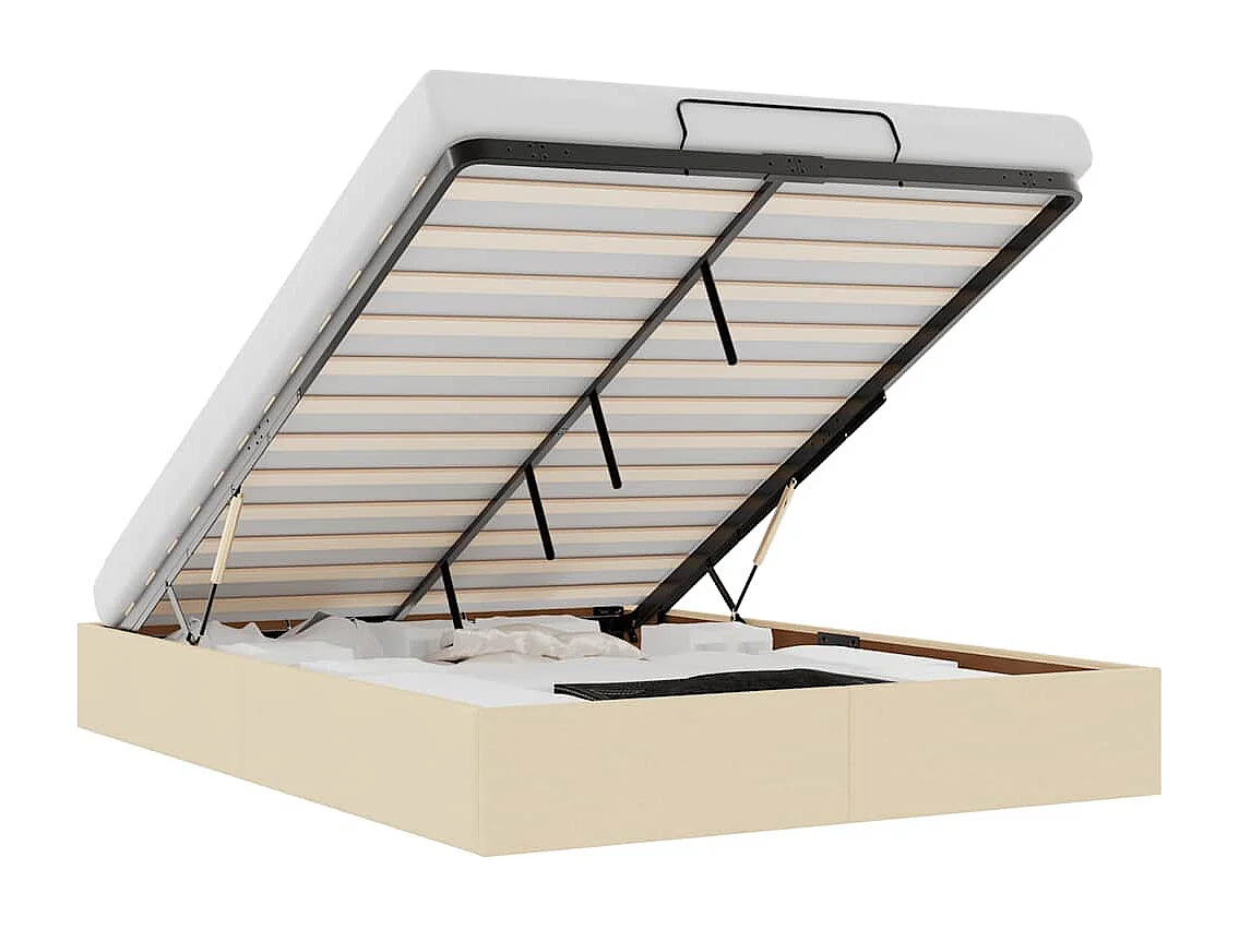Lit double | Lit adulte | Cadre de lit ottoman crème 140x200 cm tissu