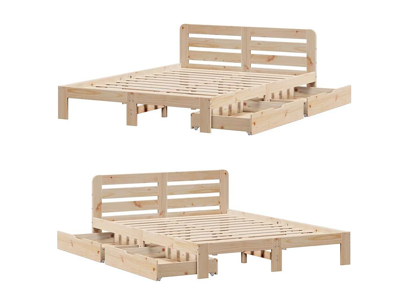 Lit double | Lit adulte | Cadre de lit 150x200 cm bois de pin massif