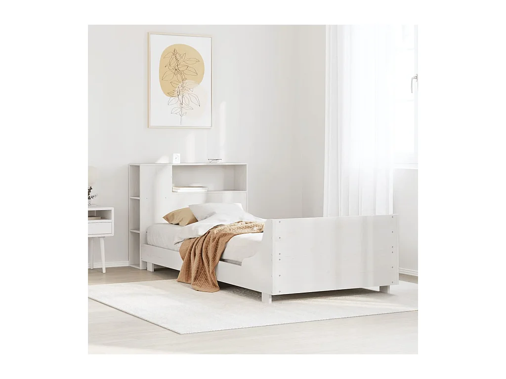 Letto per adulti | Letto singolo | Giroletto senza Materasso Bianco 90x200 cm Legno Massello Pino