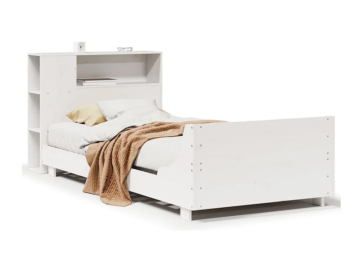 Lit simple | Lit adulte, enfant | Cadre de lit blanc 90x200 cm bois de pin massif