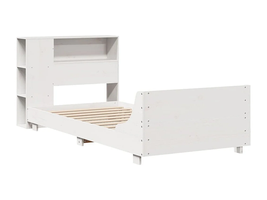 Lit simple | Lit adulte, enfant | Cadre de lit blanc 90x200 cm bois de pin massif