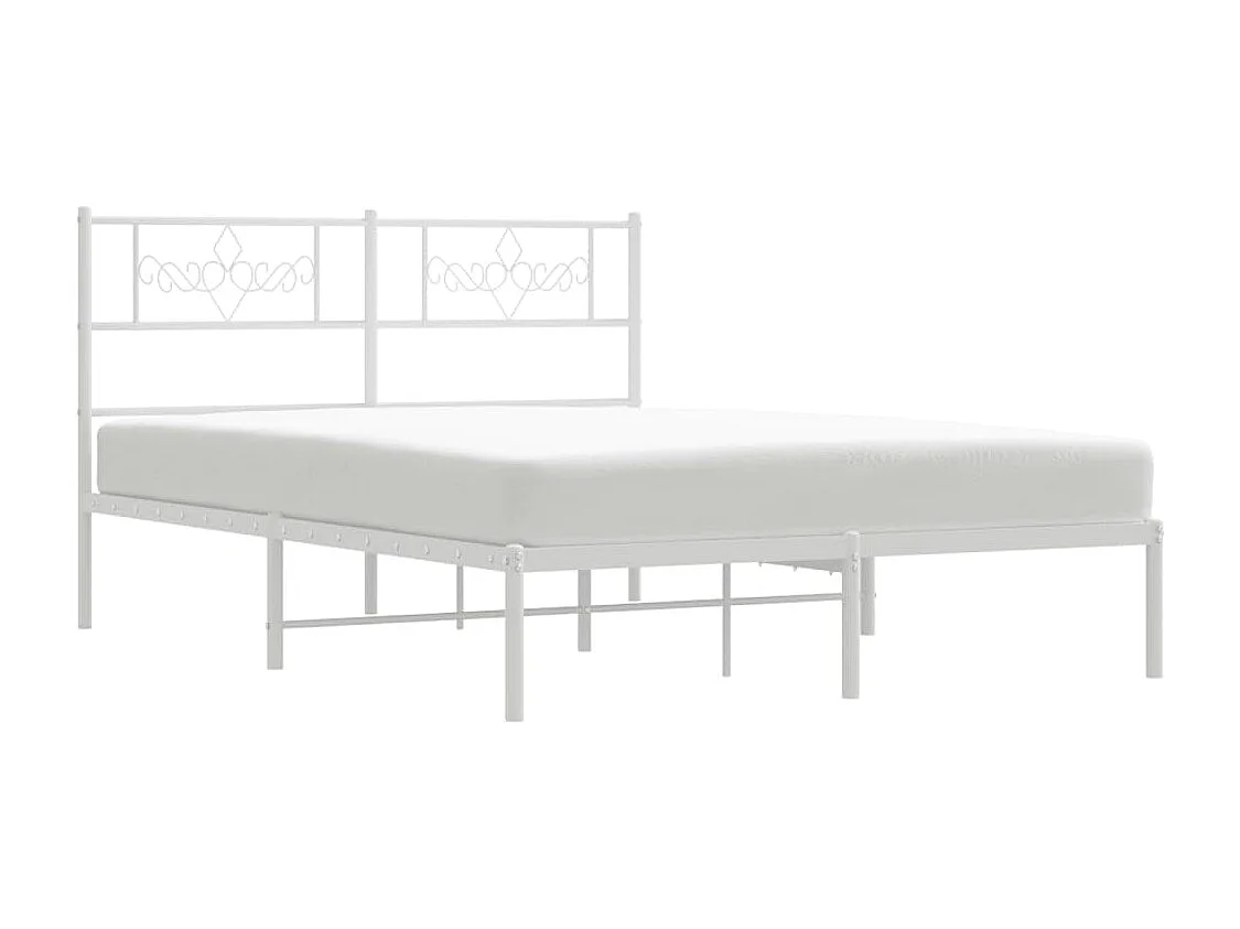 Lit double | Lit adulte | Cadre de lit métal et tête de lit blanc 140x190 cm