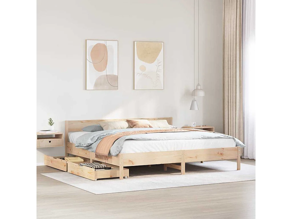 Lit double | Lit adulte | Cadre de lit 200x200 cm bois massif de pin