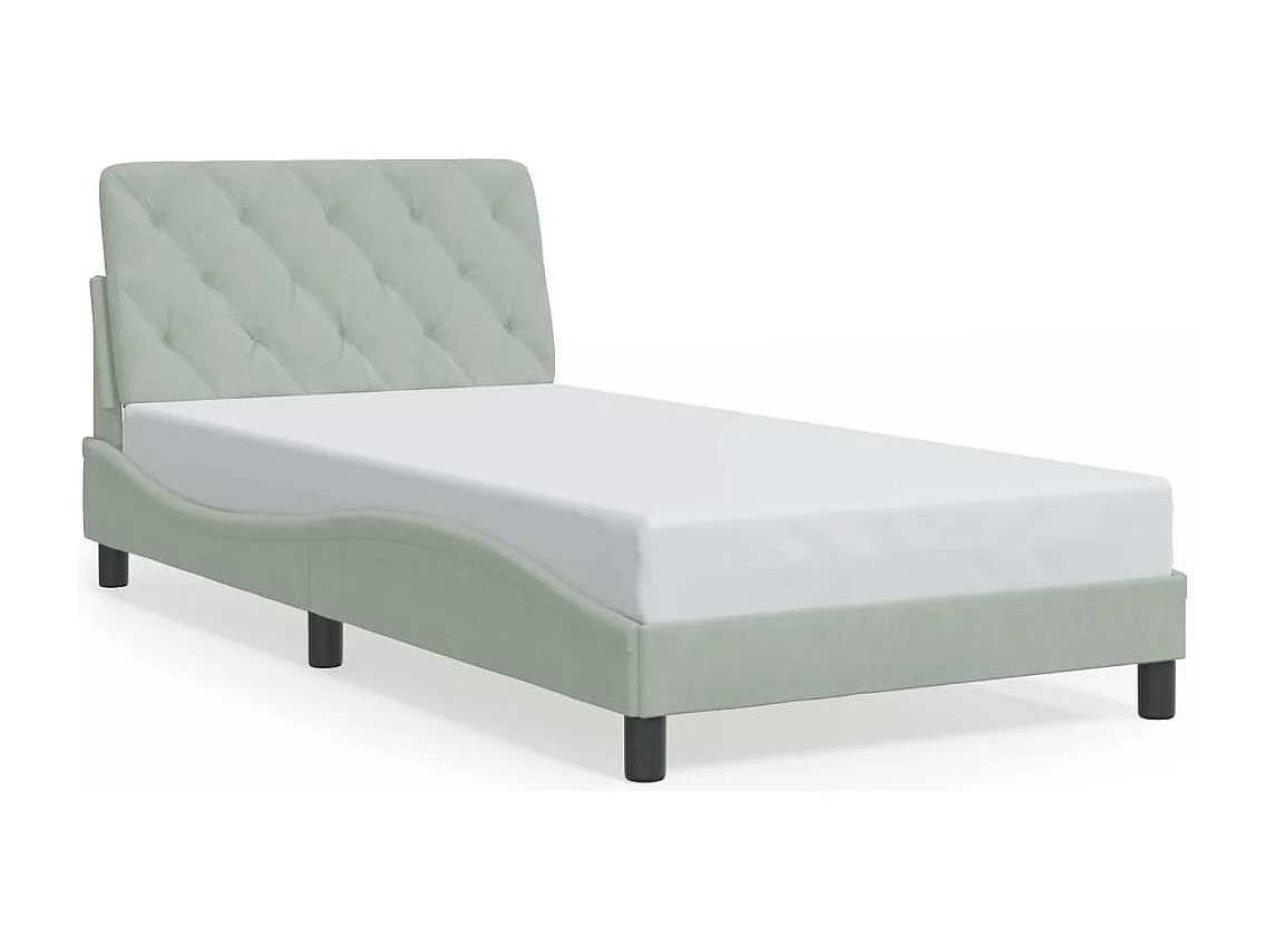 Bedframe | Eenpersoonsbed met LED zonder matras fluweel lichtgrijs 100x200 cm