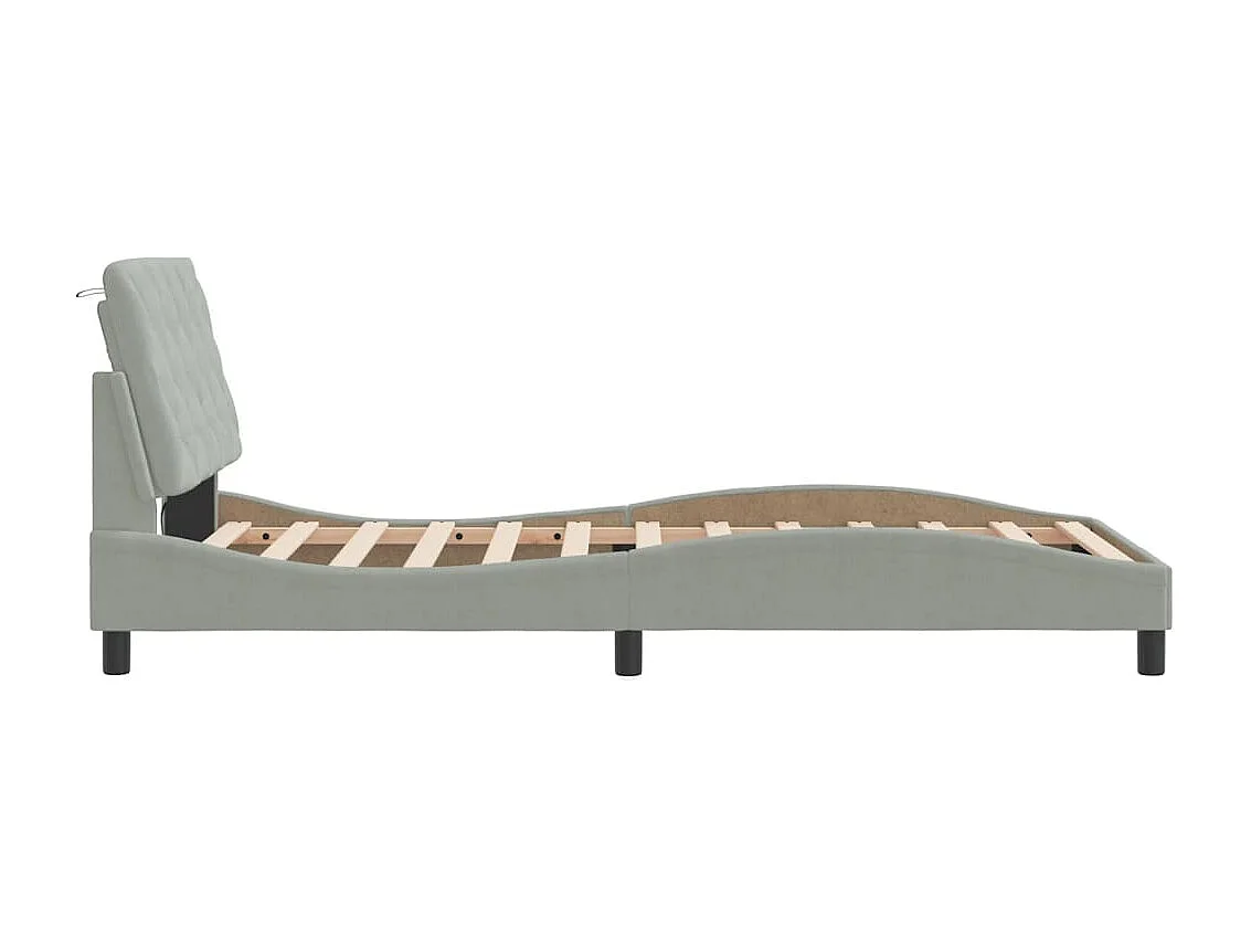 Bedframe | Eenpersoonsbed met LED zonder matras fluweel lichtgrijs 100x200 cm