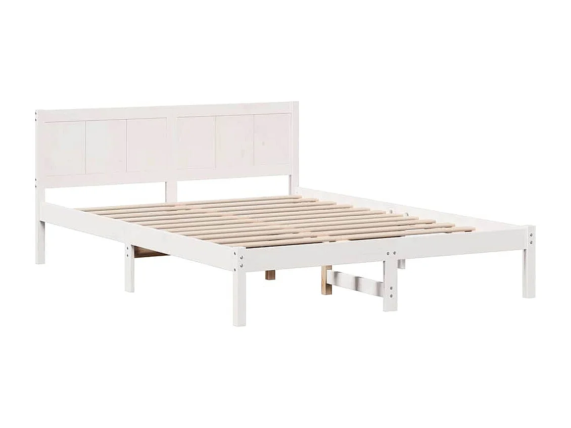 Lit double | Lit adulte | Cadre de lit Blanc 150x200 cm Bois de pin massif